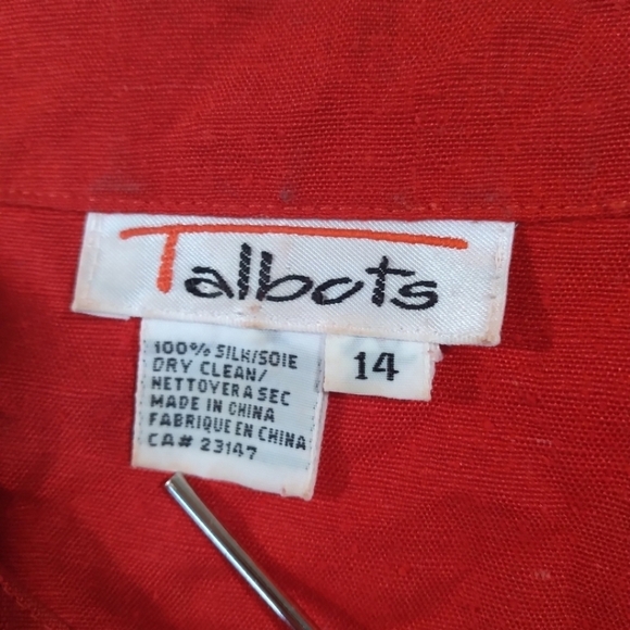 Talbots red 100% silk button front blouse size 14 - Picture 3 of 8